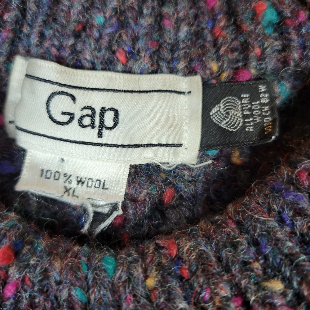 VTG 80s Gap 100% Wool Crew Neck Sweater Size XL - Picture 2 of 6